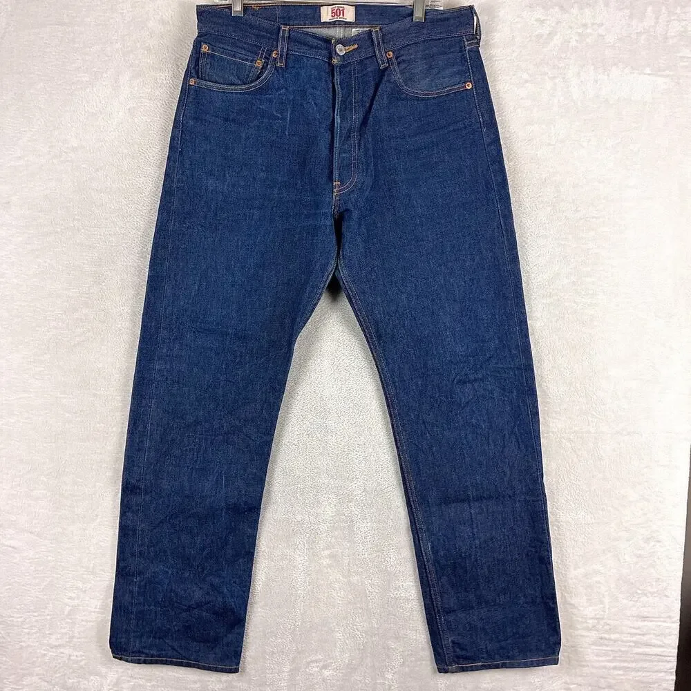 VTG Levis 501xx Jeans Mens 35x34 (35x32) Indigo Rigid Raw Wash Button Fly Y2K
